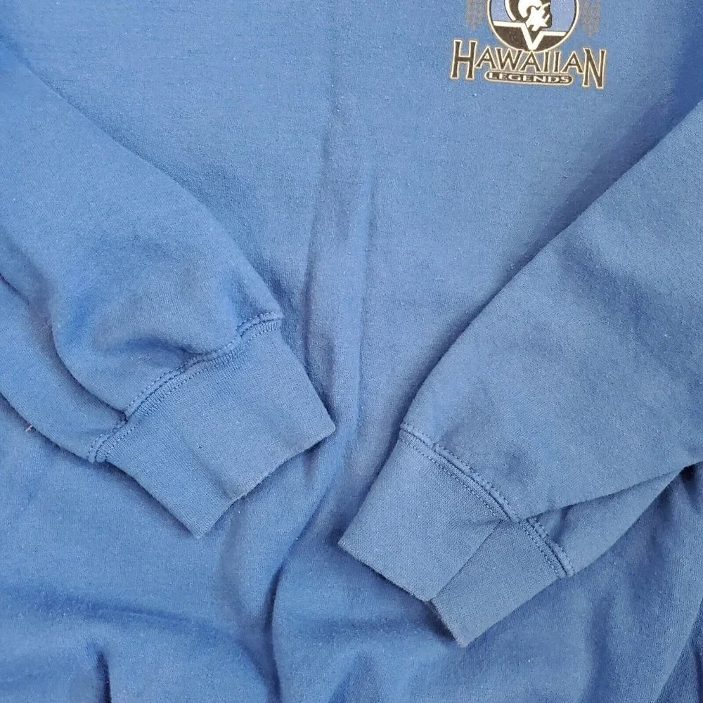 Y2K Hawaiian Legend Chief Peace In Kauai‎ Blue Crewneck Sweatshirt Blue Large